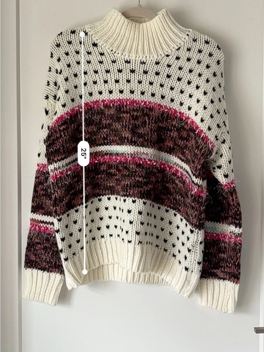 RAGA Cream Multicolor Fair Isle Turtleneck Sweater